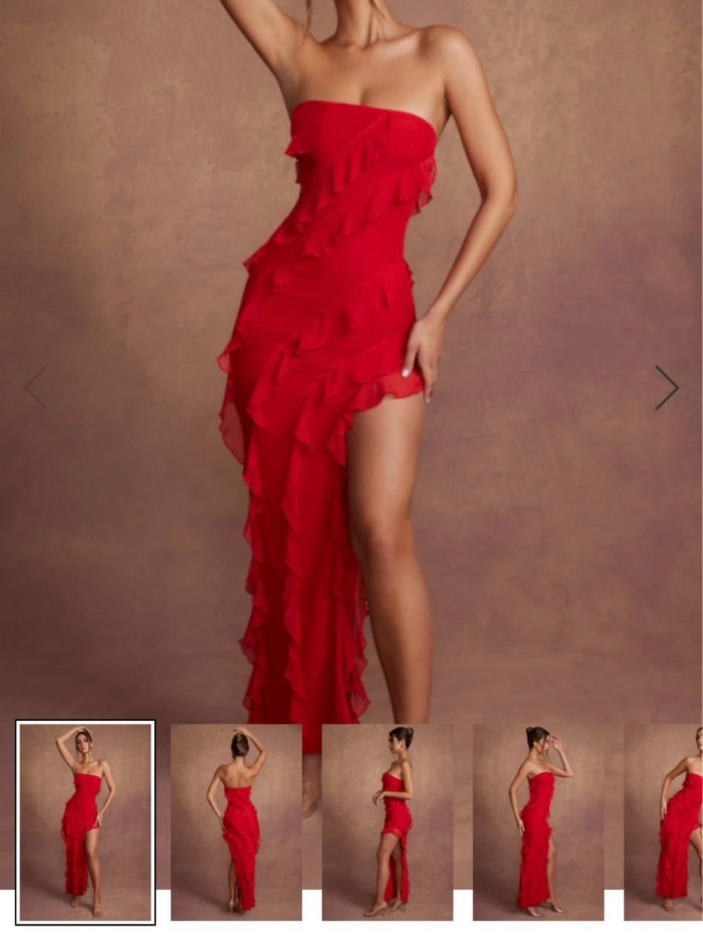 NWT Oh Polly Red Maxi Ruffle Dress